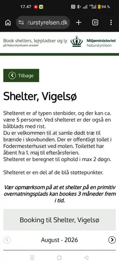 Naturstyrelsens side for Vigelsø